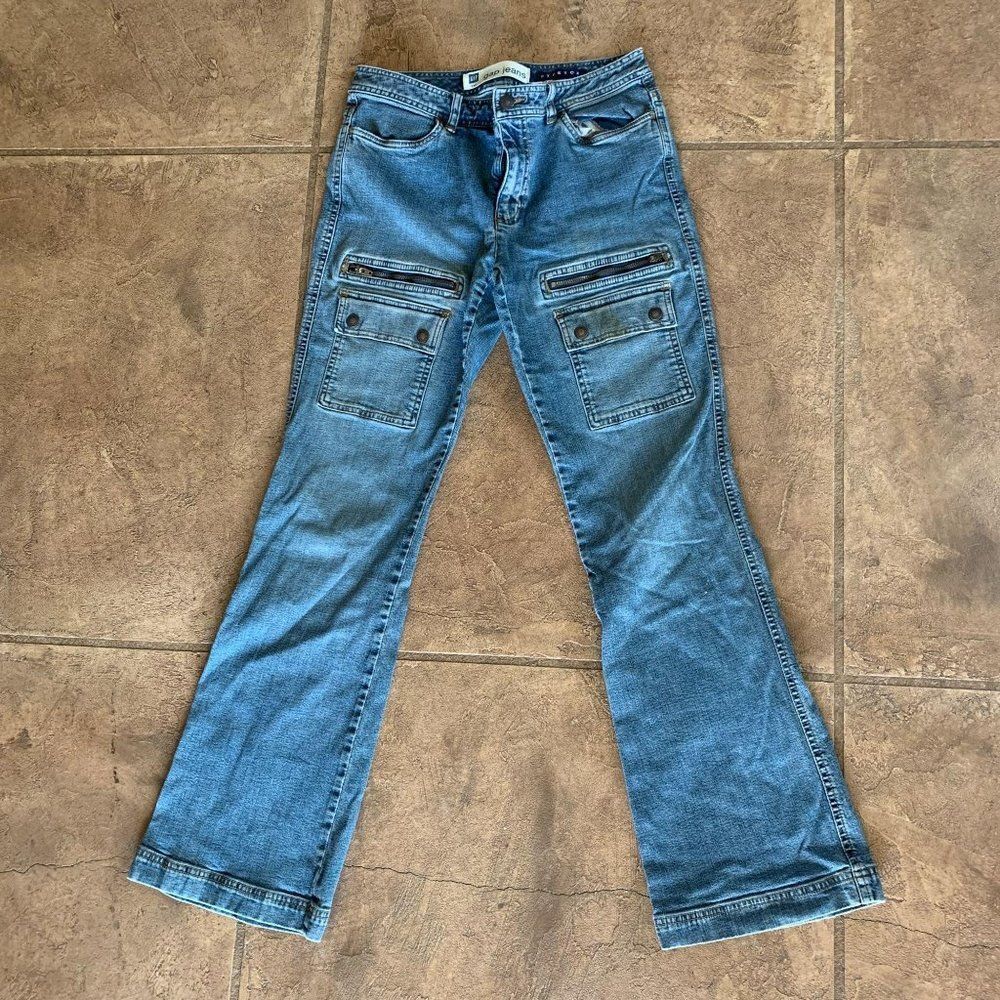 GAP JEANS‎ Wide Leg Flare Medium Denim Wash 8 Pocke